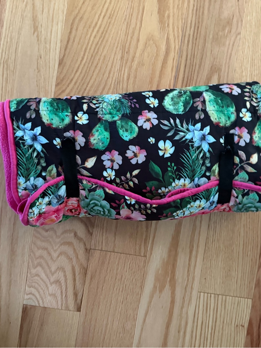 Child’s Nap Mat Floral Cactus (Quilted) Nap Mat with Pink Trim